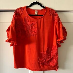 We The Free Red Floral Blouse